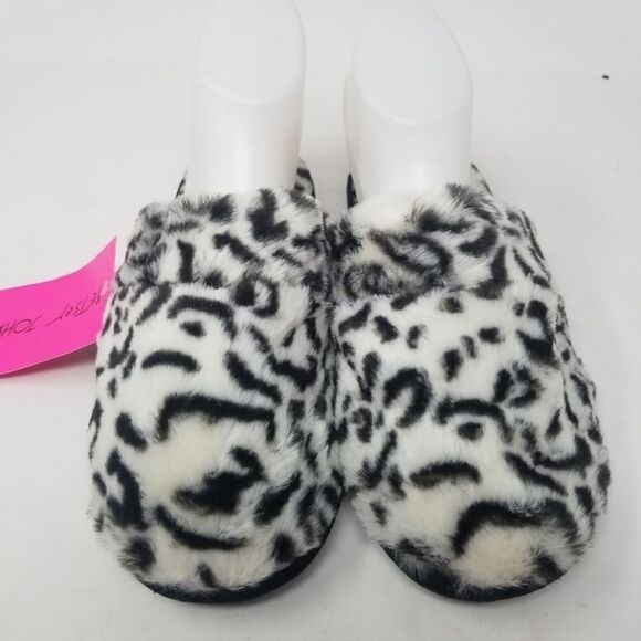 NWT. BETSEY JOHNSON WHITE LEOPARD SLIPPERS. SZ M. - Picture 3 of 15